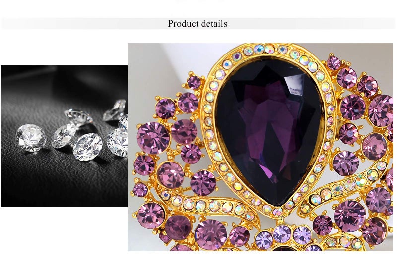 Axmerdal Wedding Bridal Big Crystal Rhinestone Bouquet Brooch Pin for Women (pink) - Image 5